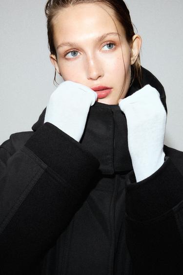 Zara COMBINATION WOOL BLEND PARKA ZW COLLECTION - Black