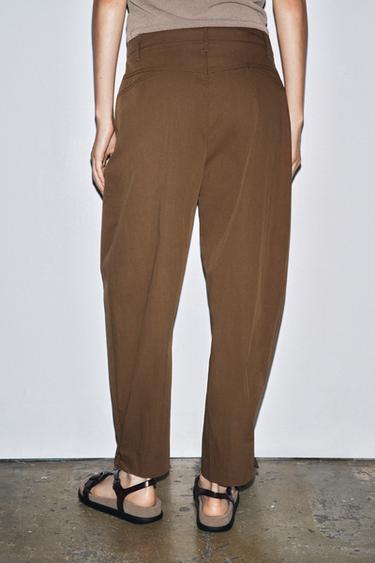 ZW COLLECTION DARTED TROUSERS WITH BELT LOOPS - Brown by Zara - Image 2