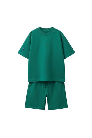 CONJUNTO CAMISETA Y BERMUDA INTERLOCK - Verde de Zara
