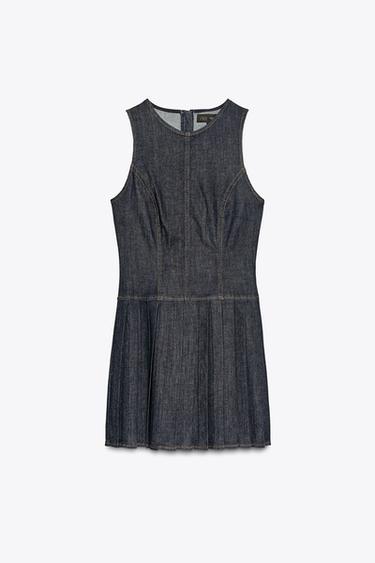 Z1975 미니 플리츠 데님 원피스 - Zara 블루