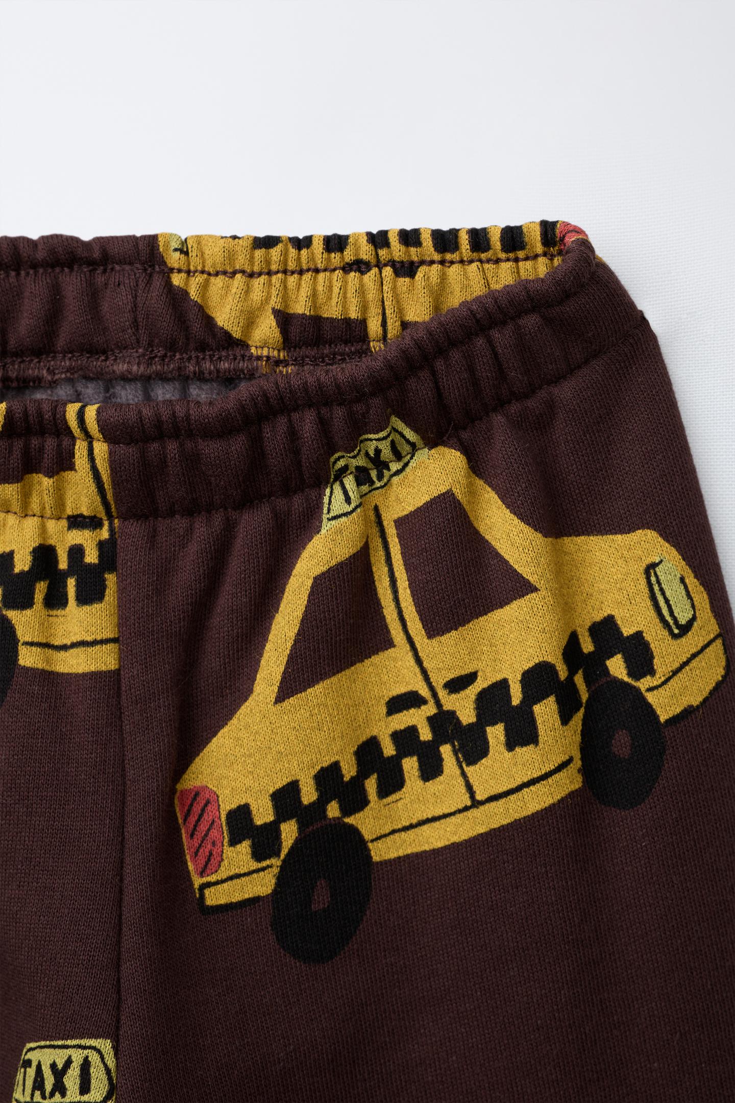 Детский комплект Zara Taxi Sweatshirt and Jogger Pants Set, цвет: Тёмный коричневый — фото 4
