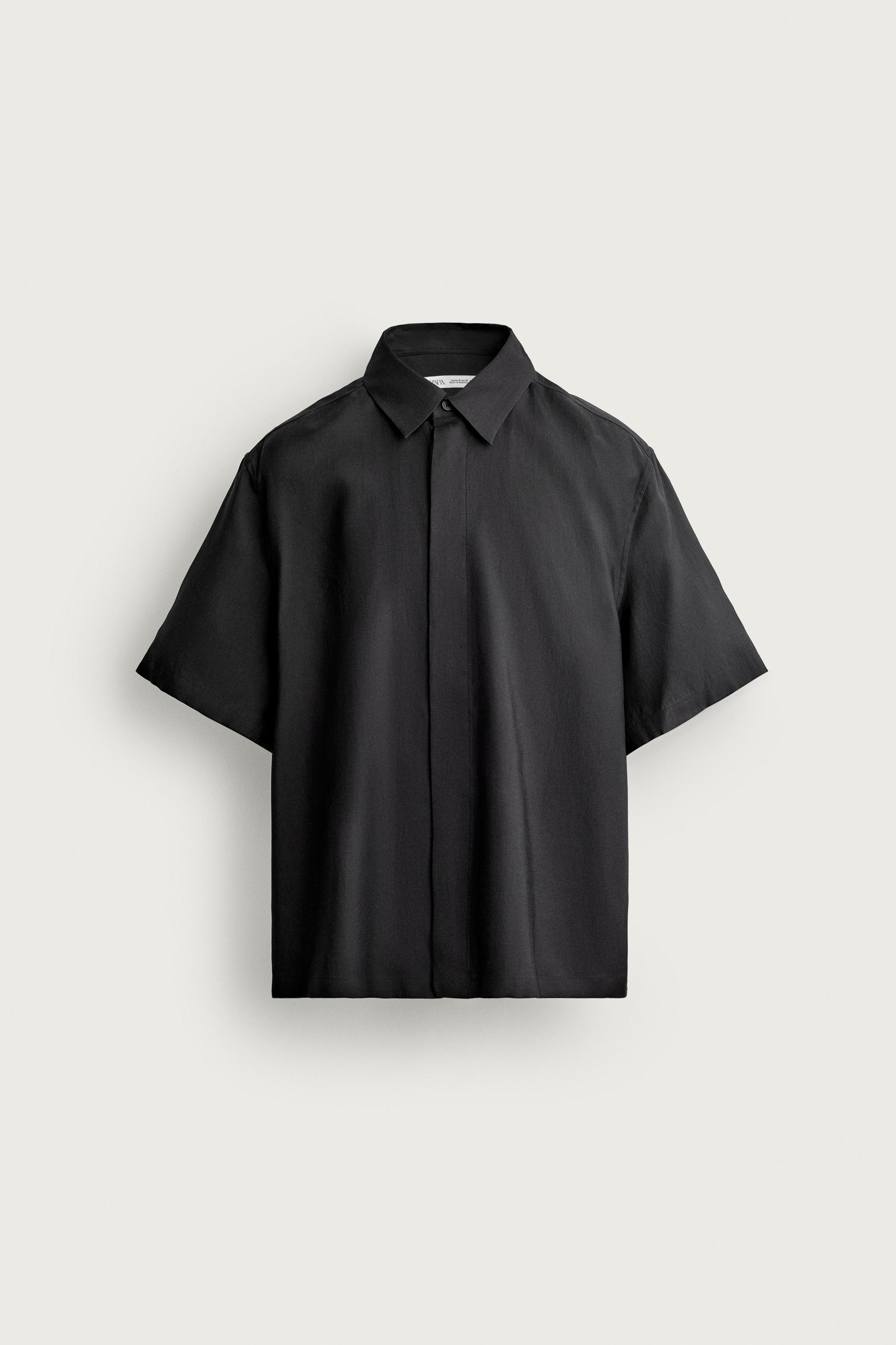 RELAXED FIT FLUID SHIRT — Black