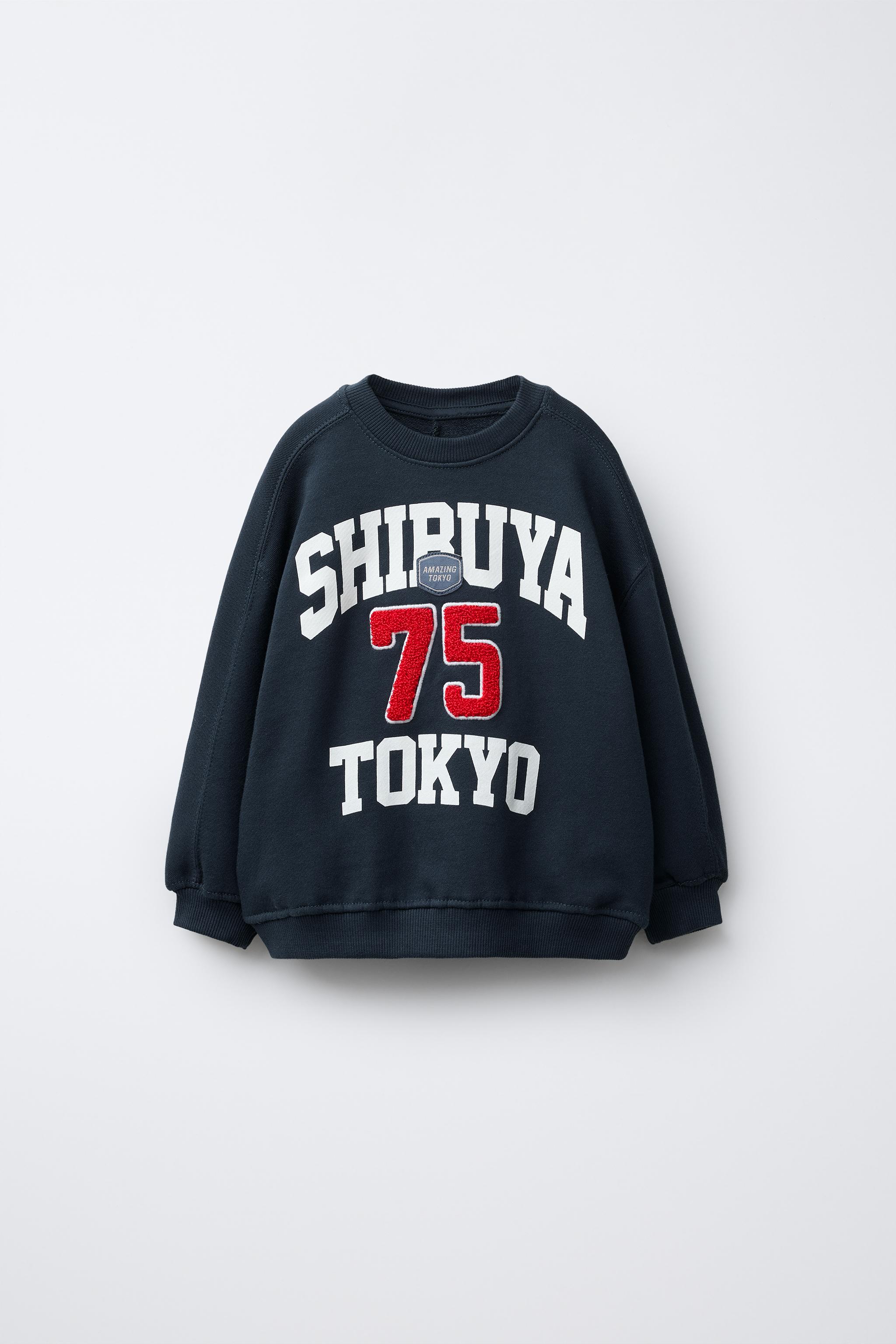logo embroidery sweatネイビー TEXT EMBROIDERY SWEATSHIRT - Bluish | ZARA United States