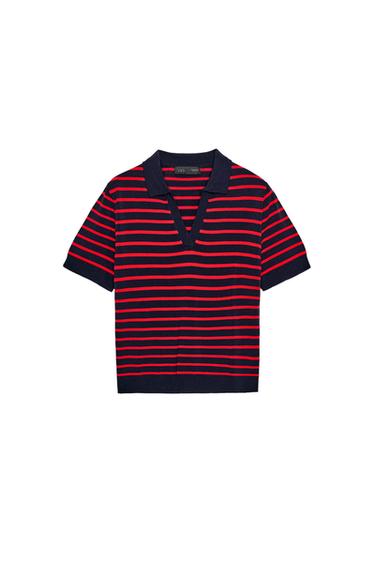 STRIPED SHORT SLEEVE KNIT POLO SHIRT - Stripes by Zara