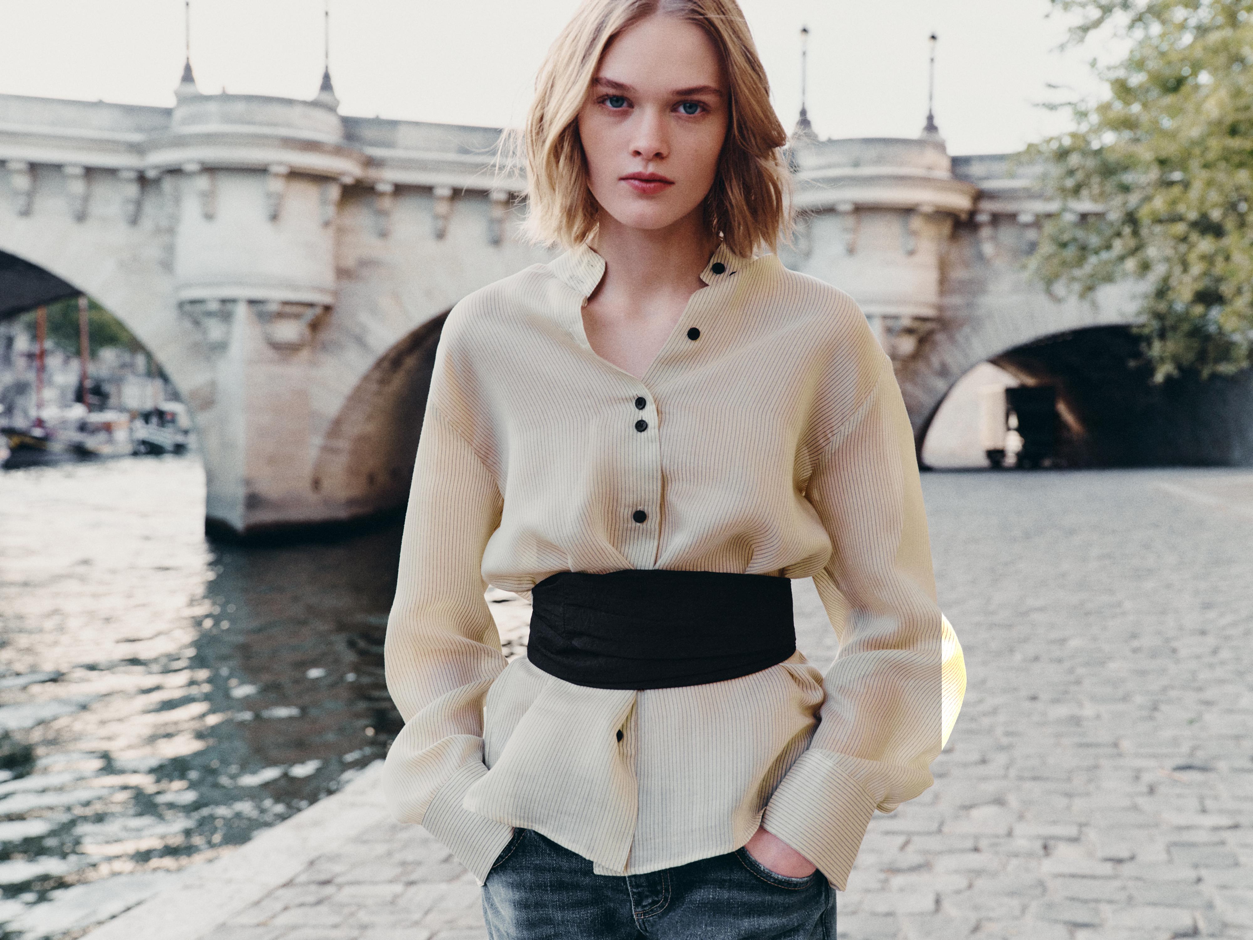 Striped Cummerbund Shirt Zw Collection by Zara