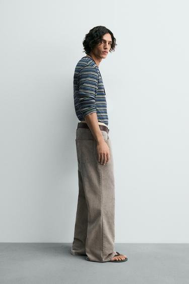PANTALON FLARE EN VELOURS CÔTELÉ - Gris clair de Zara - Image 3