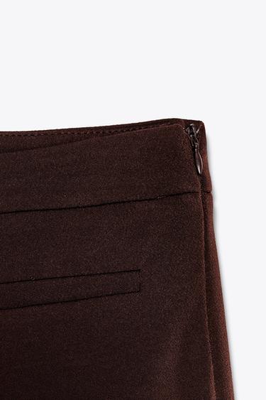 Zara CREPE FLARE PANTS - Brown