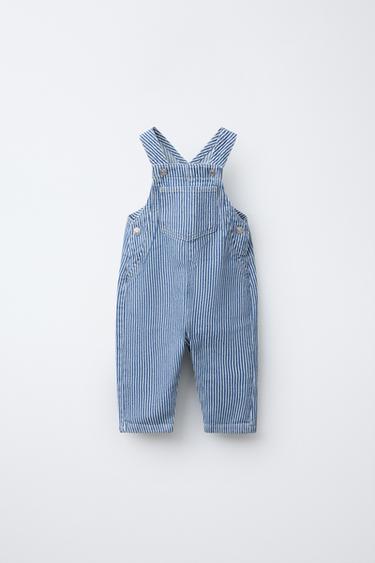 STRIPED TWILL DUNGAREES - Blue by Zara - Image 0