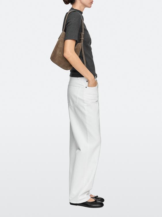 Split leather and leather mini bucket bag from Zara - $290