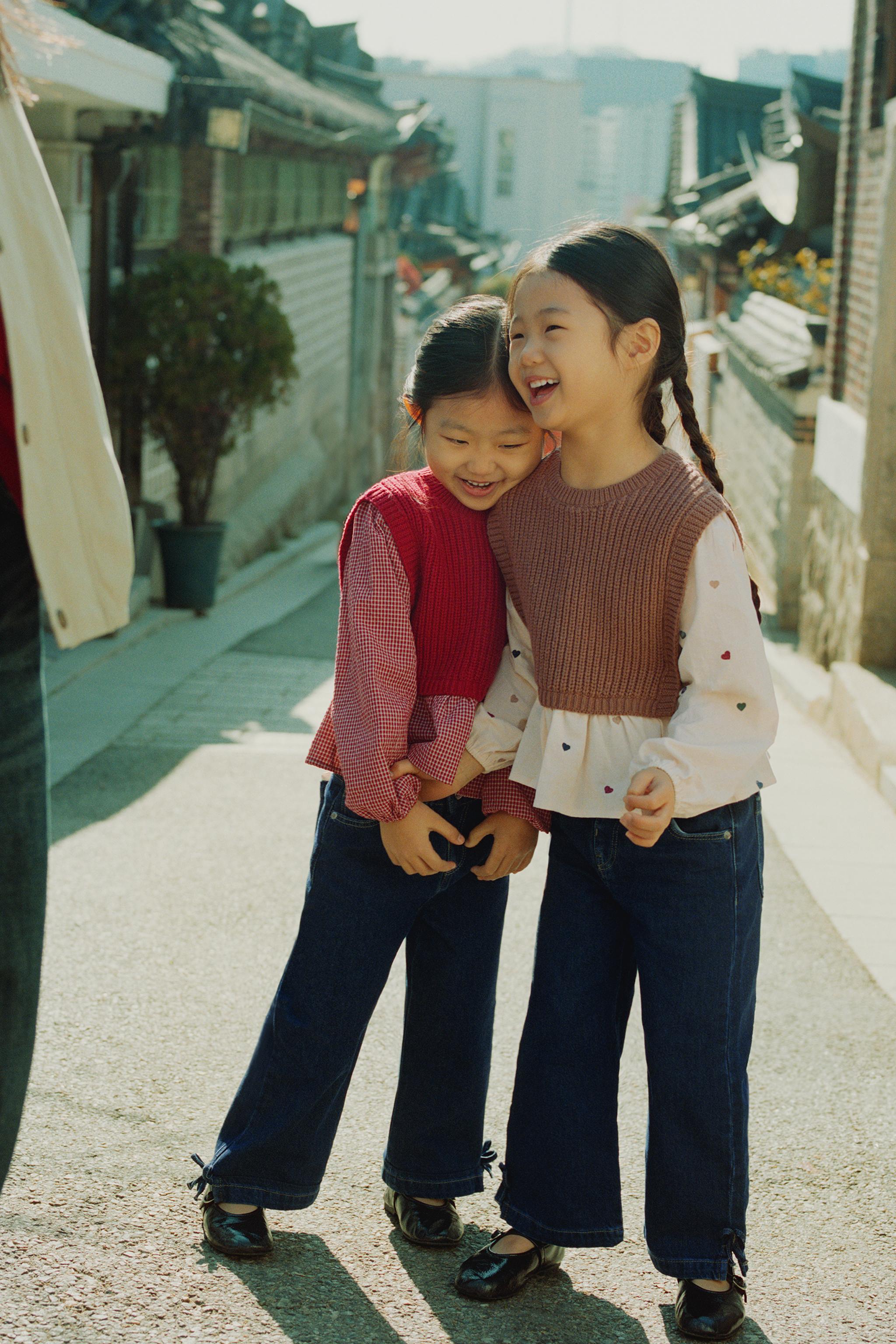 EMBROIDERED HEART SHIRT WITH KNIT VEST