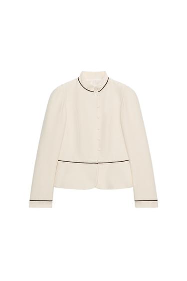 بليزر مخنصر بتفاصيل متباينة - خَام الخاص بـ Zara