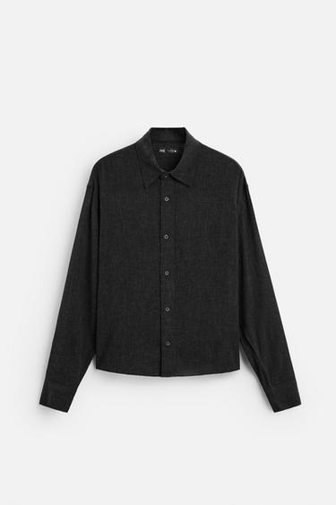 Zara PLAID SHIRT - Black