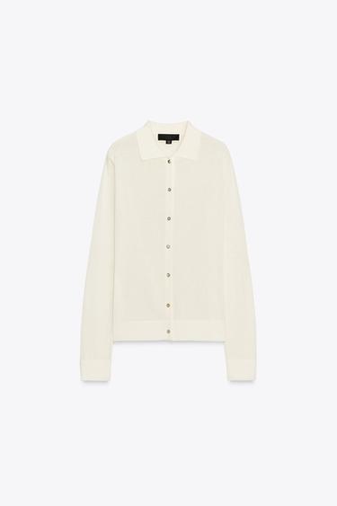 PLAIN KNIT POLO SHIRT - Ecru by Zara
