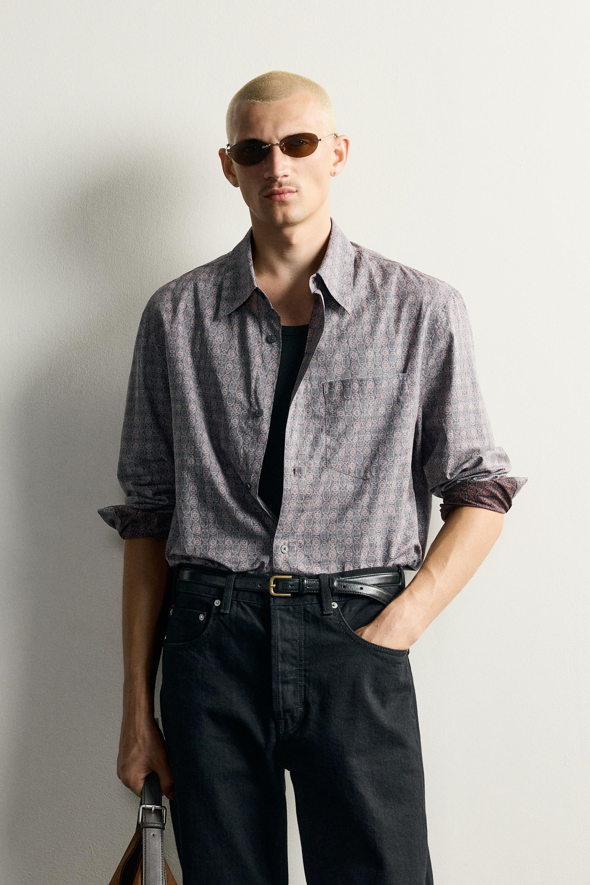CHEMISE À IMPRIMÉ GÉOMÉTRIQUE EFFET ENVERS