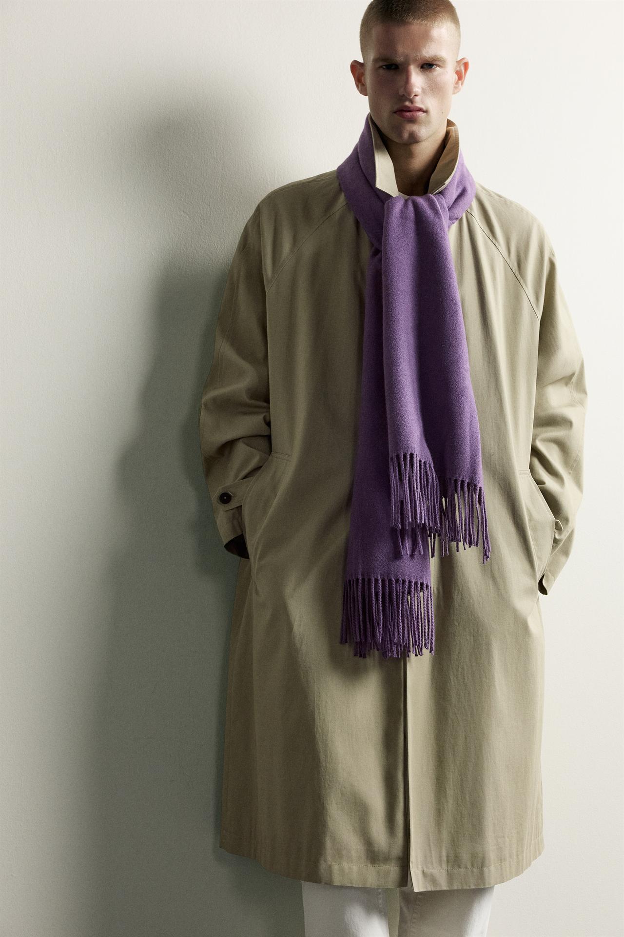 FRINGED SCARF — Purple