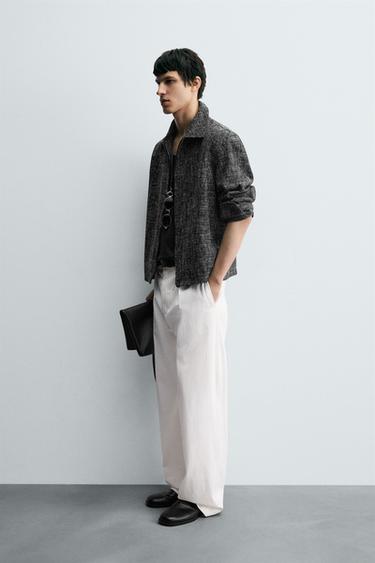SURCHEMISE STRUCTURÉE ZIPPÉE - Blanc / Noir de Zara - Image 3