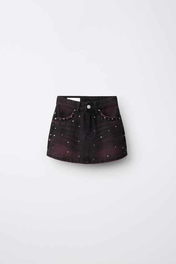 JEANS-BERMUDASHORTS MIT NIETEN - Burgundrot von Zara - Bild 0