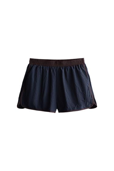SHORT RIBETE EN CONTRASTE - Azul de Zara