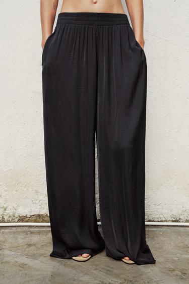 FLOWING WIDE-LEG TROUSERS - Black by Zara