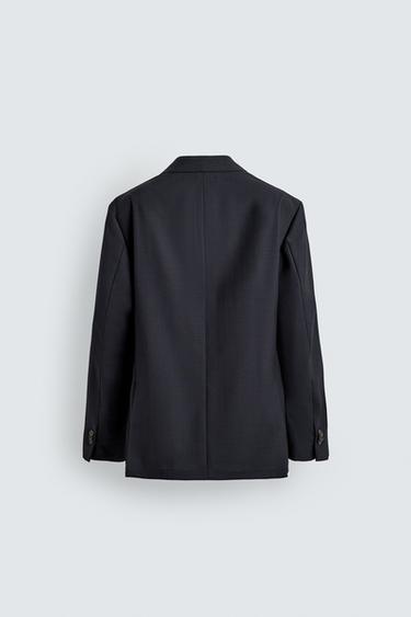 RELAXED FIT 100% WOOL BLAZER - Navy blue by Zara - Image 8