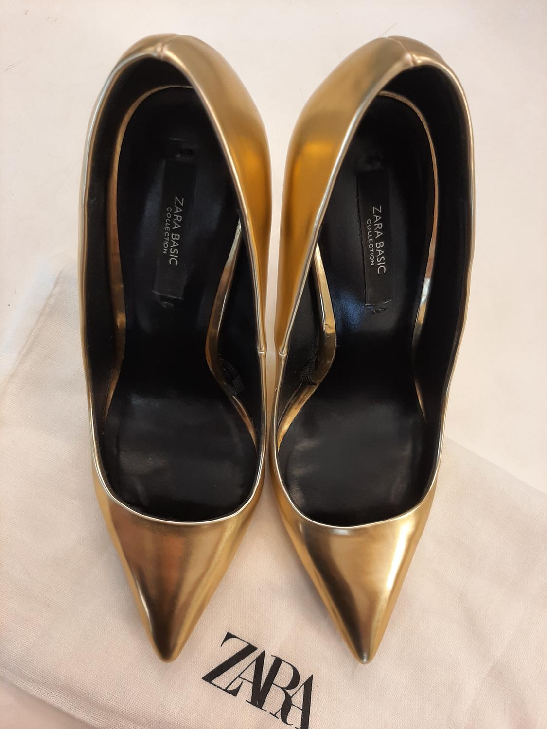 ZAPATO TACÓN ALTO METALIZADO ORO - Image 7