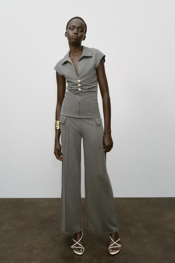 PIQUÉ PANTS WITH POCKETS