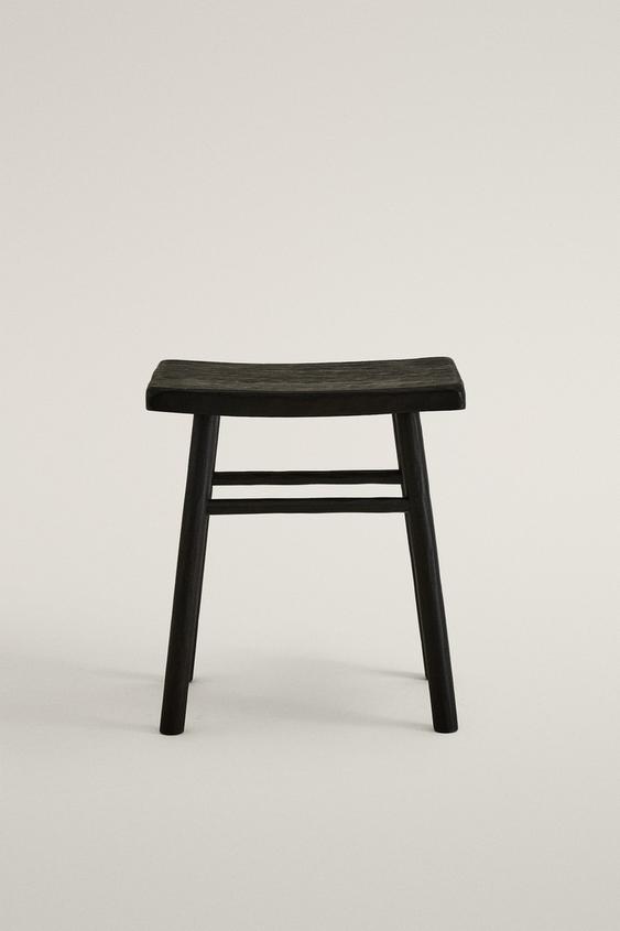 Zara HAMMERED WOOD STOOL - Dark brown - Image 0