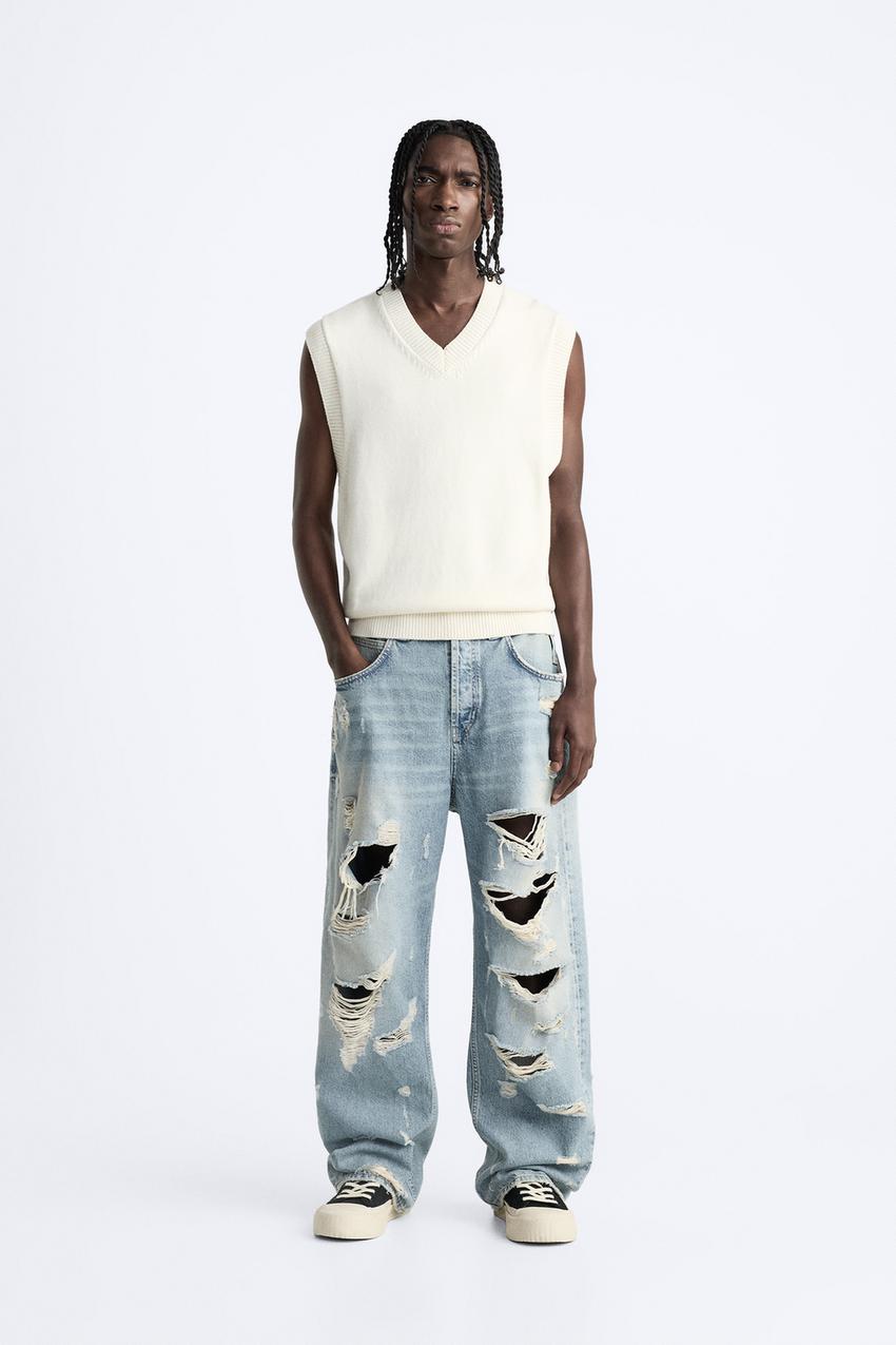 スーパーダメージ グラデーション デニムパンツ - ブルー | ZARA Japan 