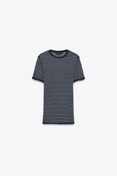 TOP PUNTO RIB RAYAS - Marino de Zara