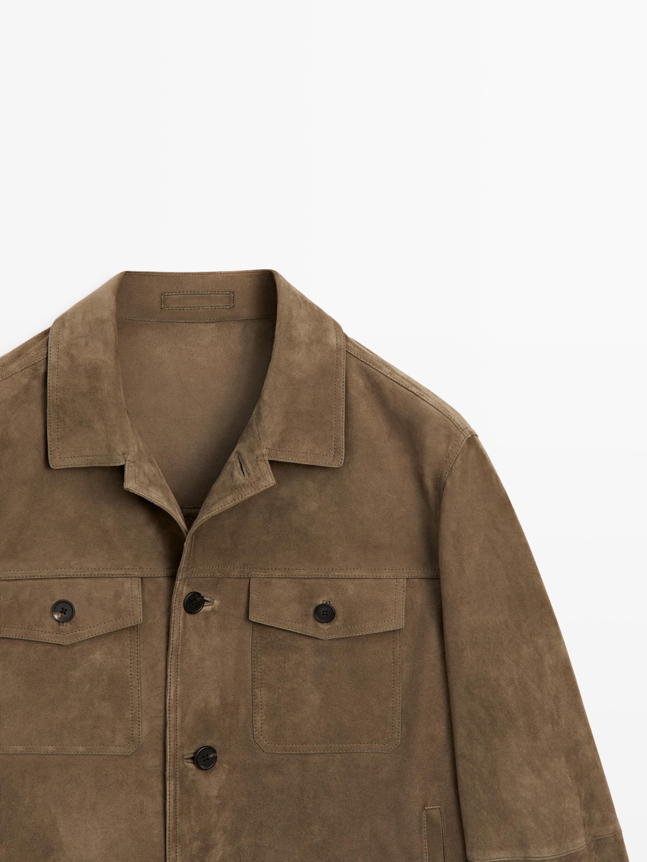 Veste à poches en cuir effet usé