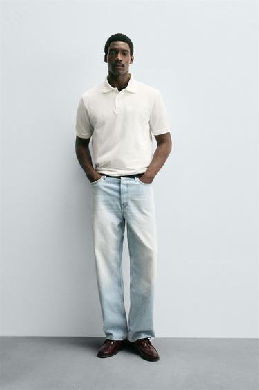 TEXTURED PIQUÉ POLO SHIRT - Ecru by Zara