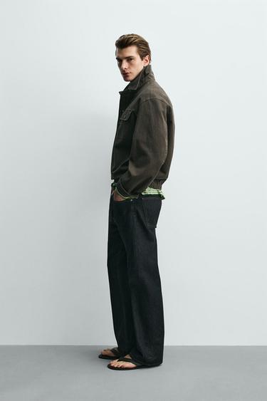 WASHED COTTON POLO OVERSHIRT - mink brown by Zara - Image 3