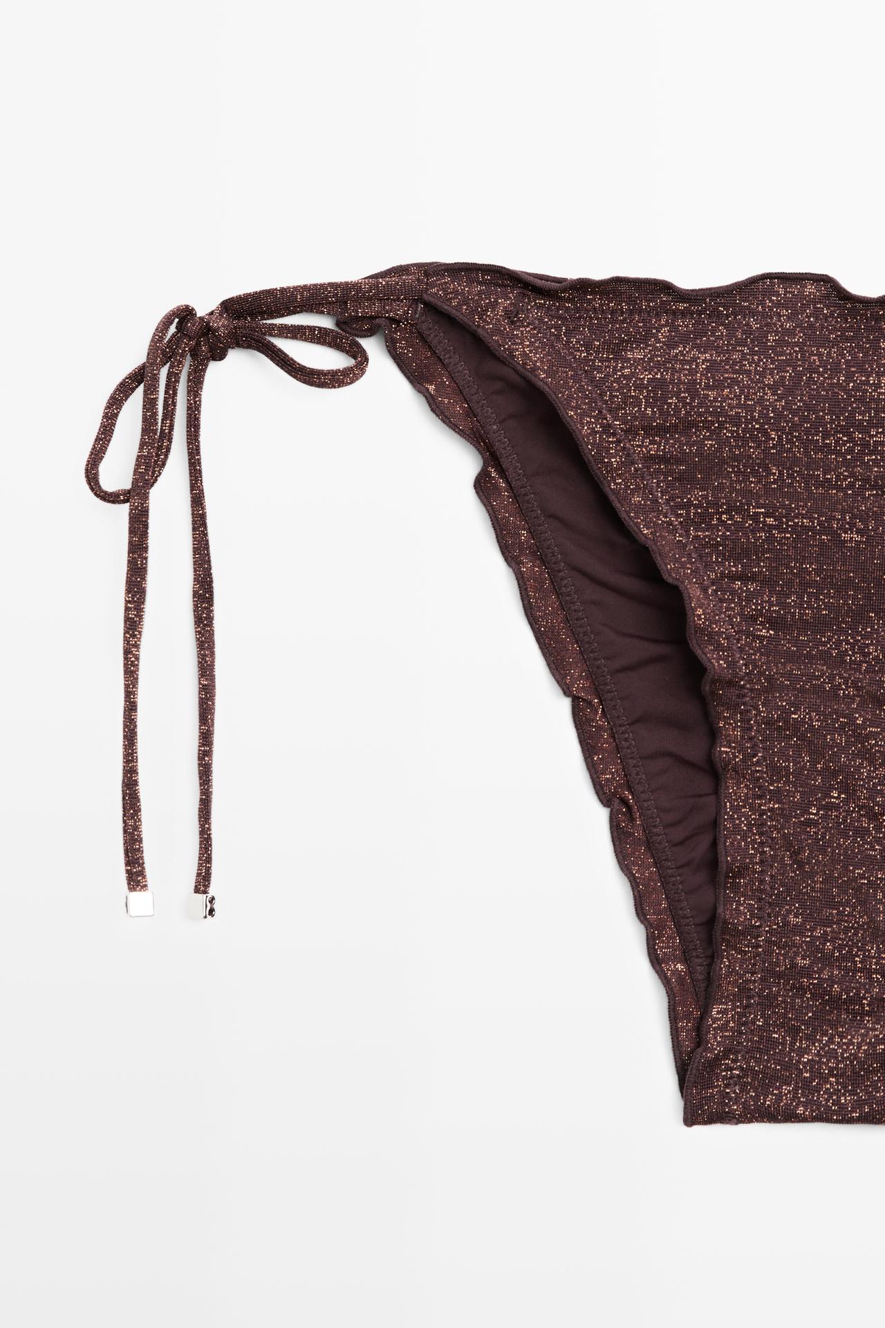 Shimmery ruffled bikini bottoms — Brown