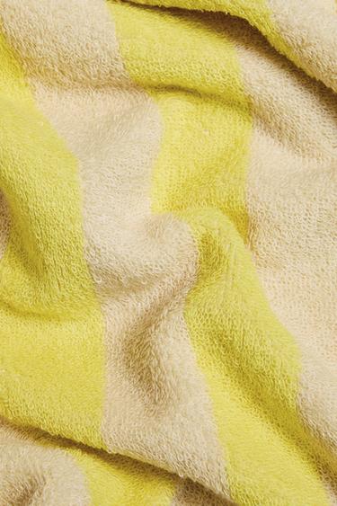 SERVIETTE PLAGE ENFANT COTON RAYURES - Jaune de Zara - Image 2