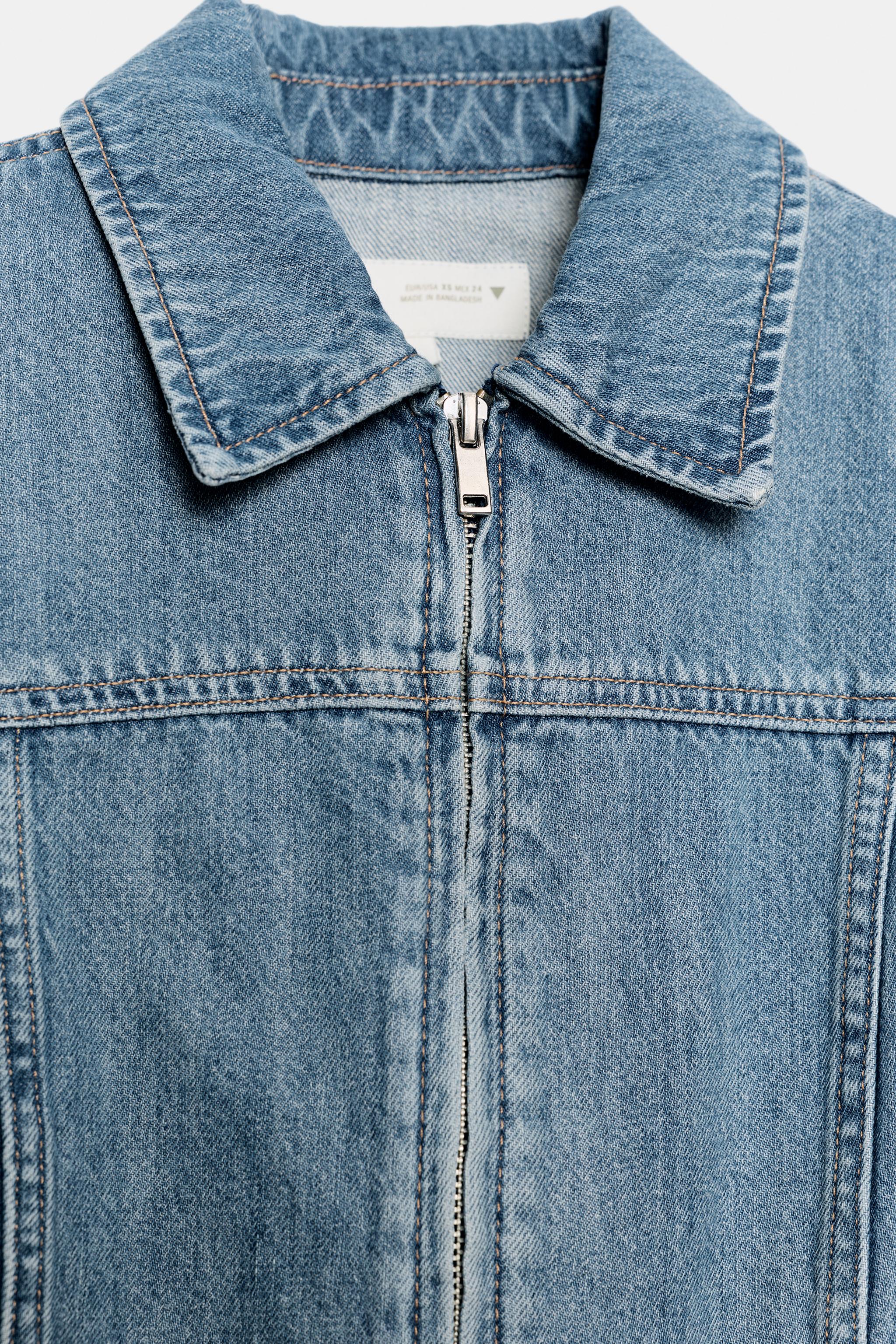 Женские рубашки Zara TRF ZIPPERED DENIM SHIRT — фото 7