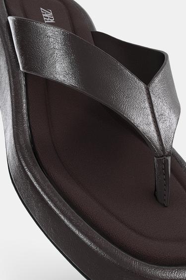 SANDALES PLATES À BRIDES - Marron de Zara - Image 2