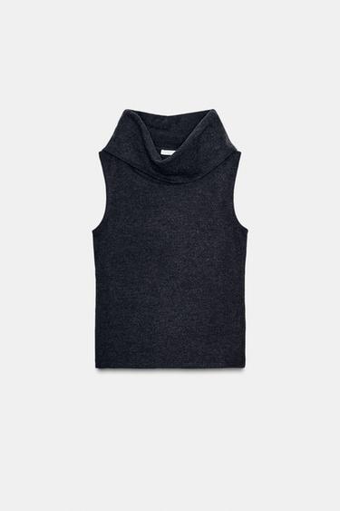 SOFT RIB TOP - Dark grey by Zara