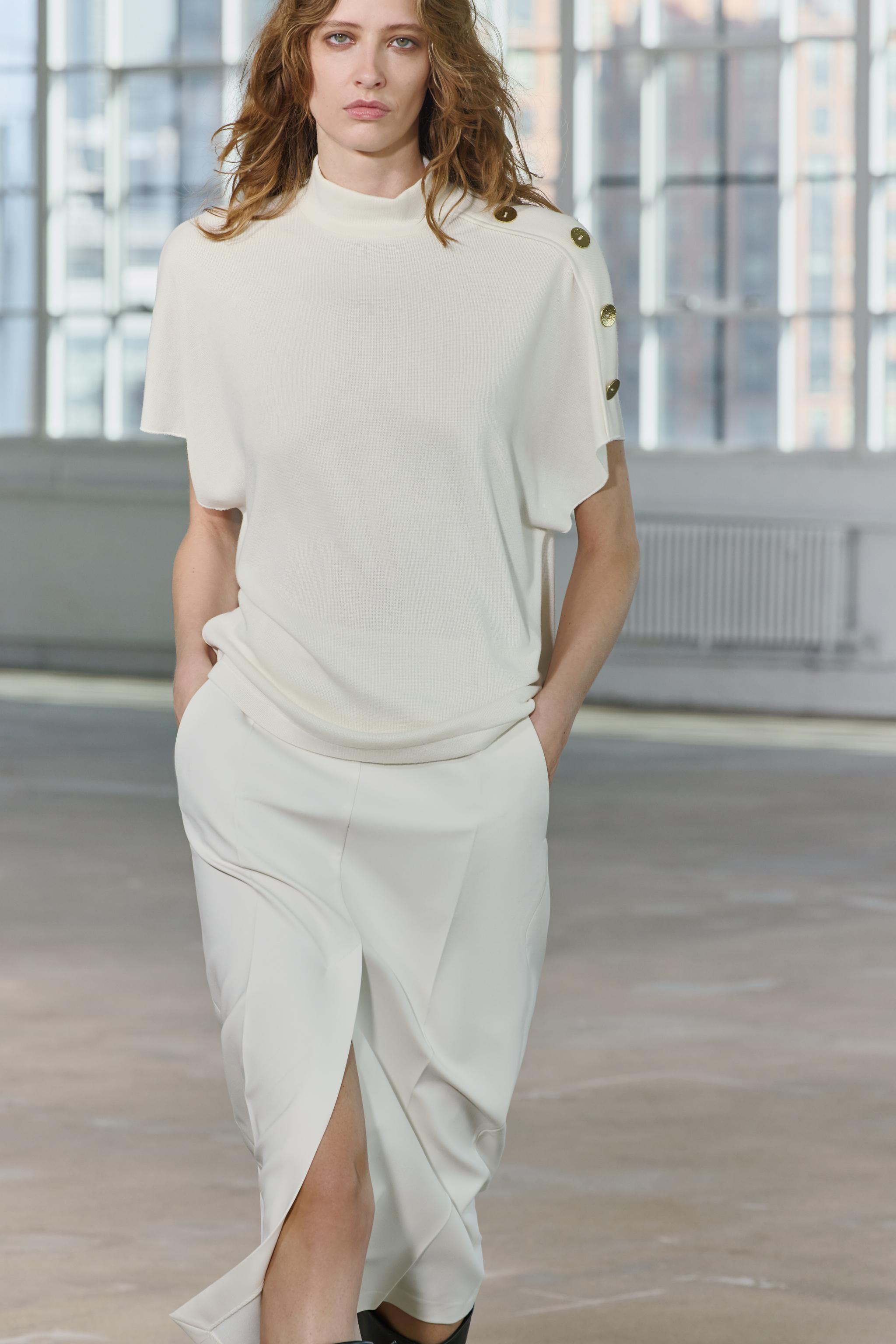 SOFT BUTTON TOP - Oyster-white | ZARA New Zealand