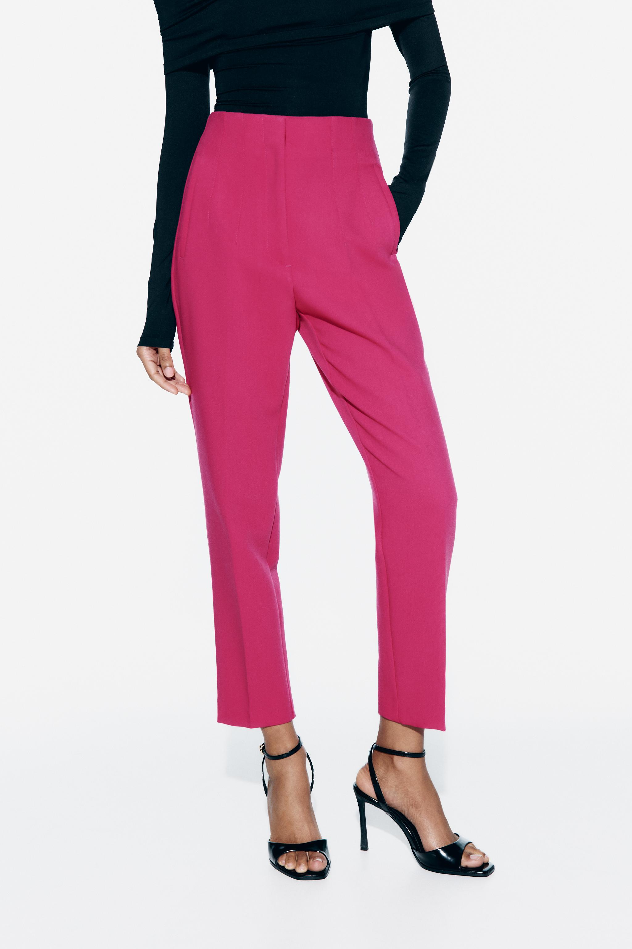 Zara High Waist Pants Trousers (Coral/ Pink)