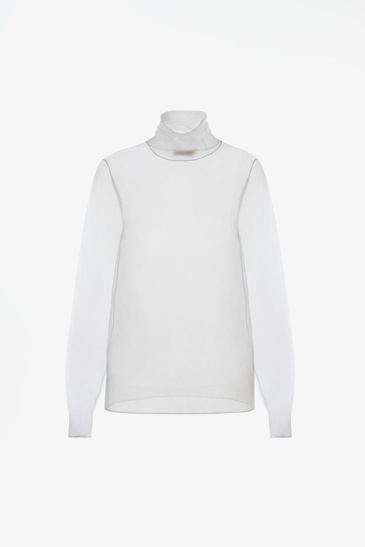 LIMITED EDITION SEMI-SHEER HIGH NECK SWEATER — White