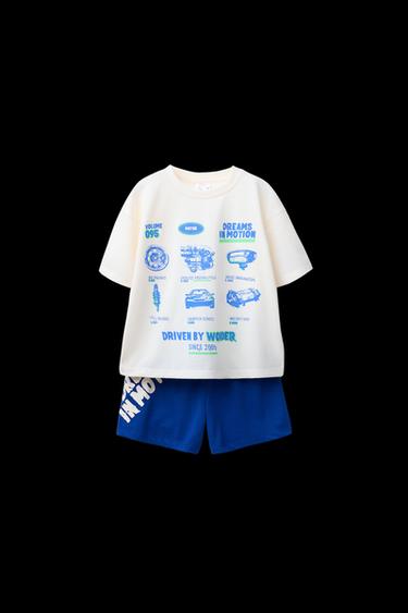 Zara 6-14 YEARS/ CAR T-SHIRT AND BERMUDA PAJAMAS - Electric blue - Image 0