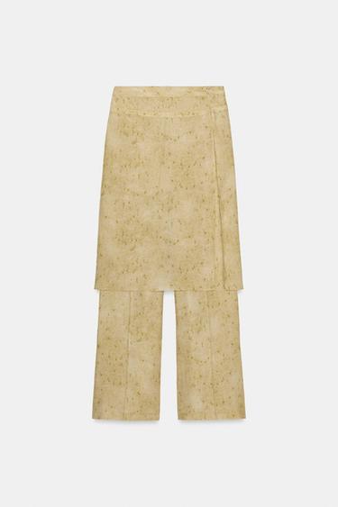 PANTALÓN PAREO ESTAMPADO - Verdes de Zara - Imagen 0