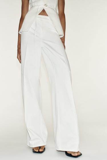 Z1975 STRAIGHT-LEG JEANS WITH PRESSED CREASE - White by Zara
