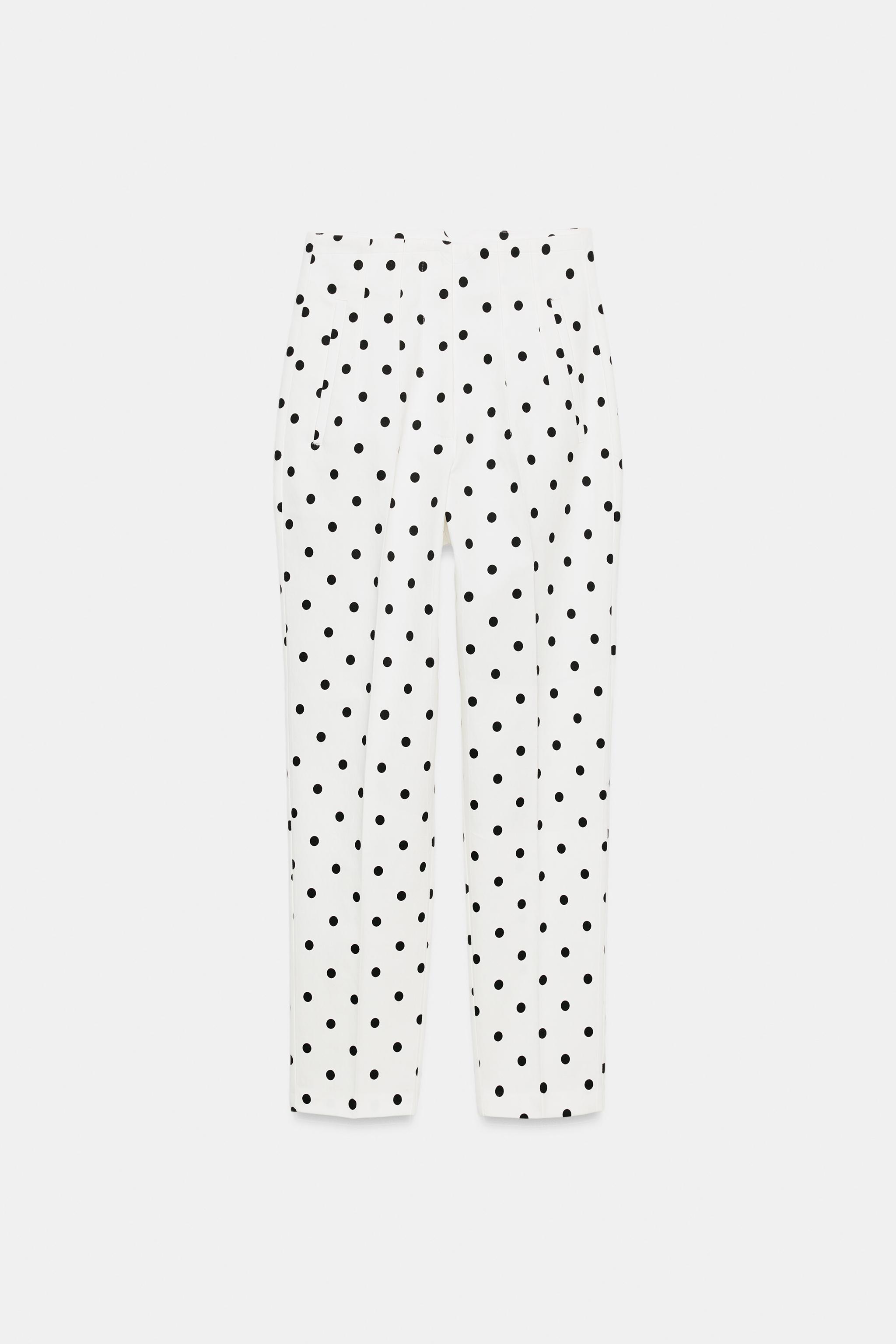 Zara Puantiye Desenli Yüksek Bel Pantolon görsel 8