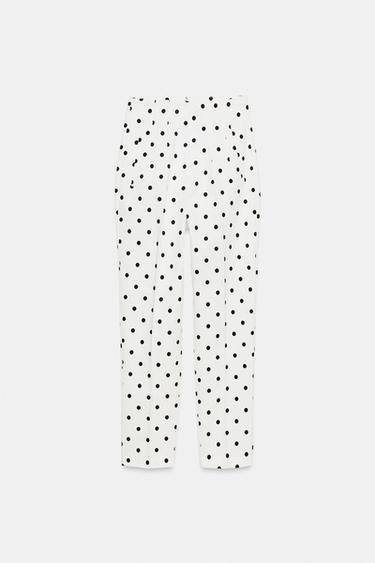 PANTALON TAILLE HAUTE À POIS - Blanc / Noir de Zara - Image 7