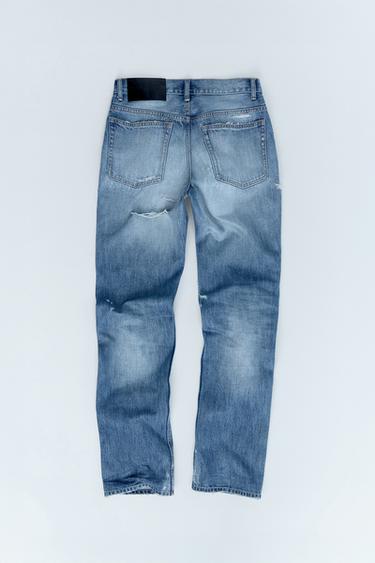 TRF MID-WAIST RIPPED STRAIGHT JEANS - Light blue by Zara - Image 4