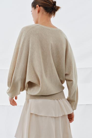 WOOL BLEND V-NECK JUMPER - Sand / Marl by Zara - Image 2