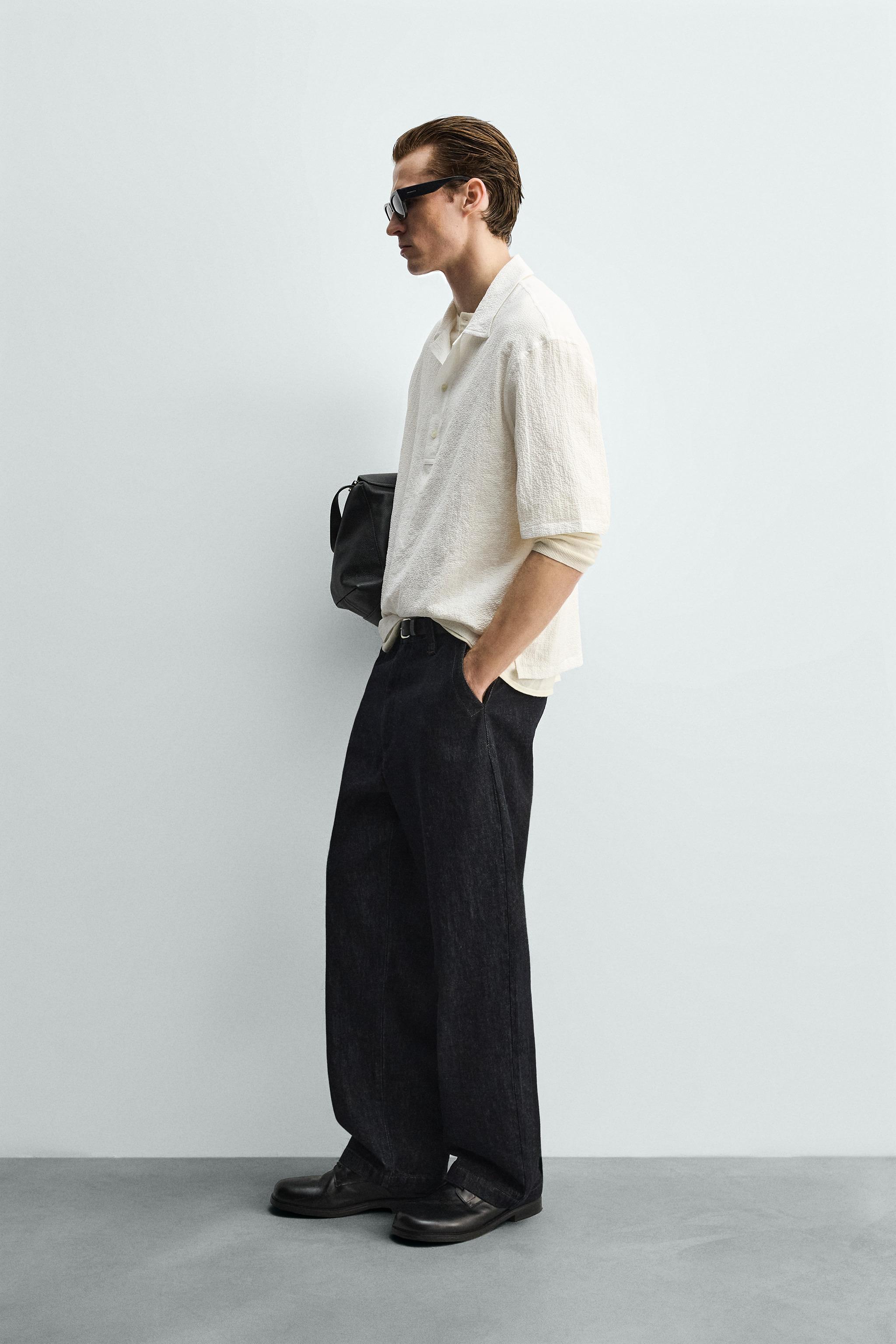 RELAXED FIT SEERSUCKER POLO SHIRT - White | ZARA United States