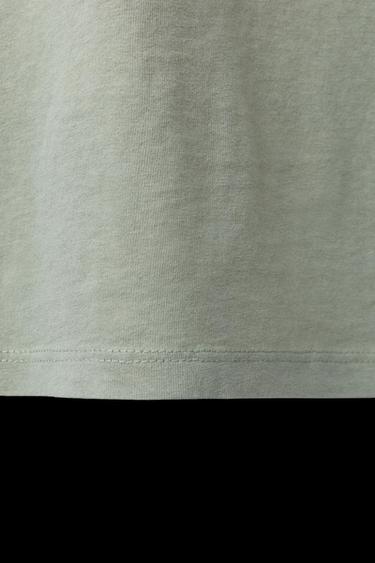 GARMENT DYE EYELET T-SHIRT - Green by Zara