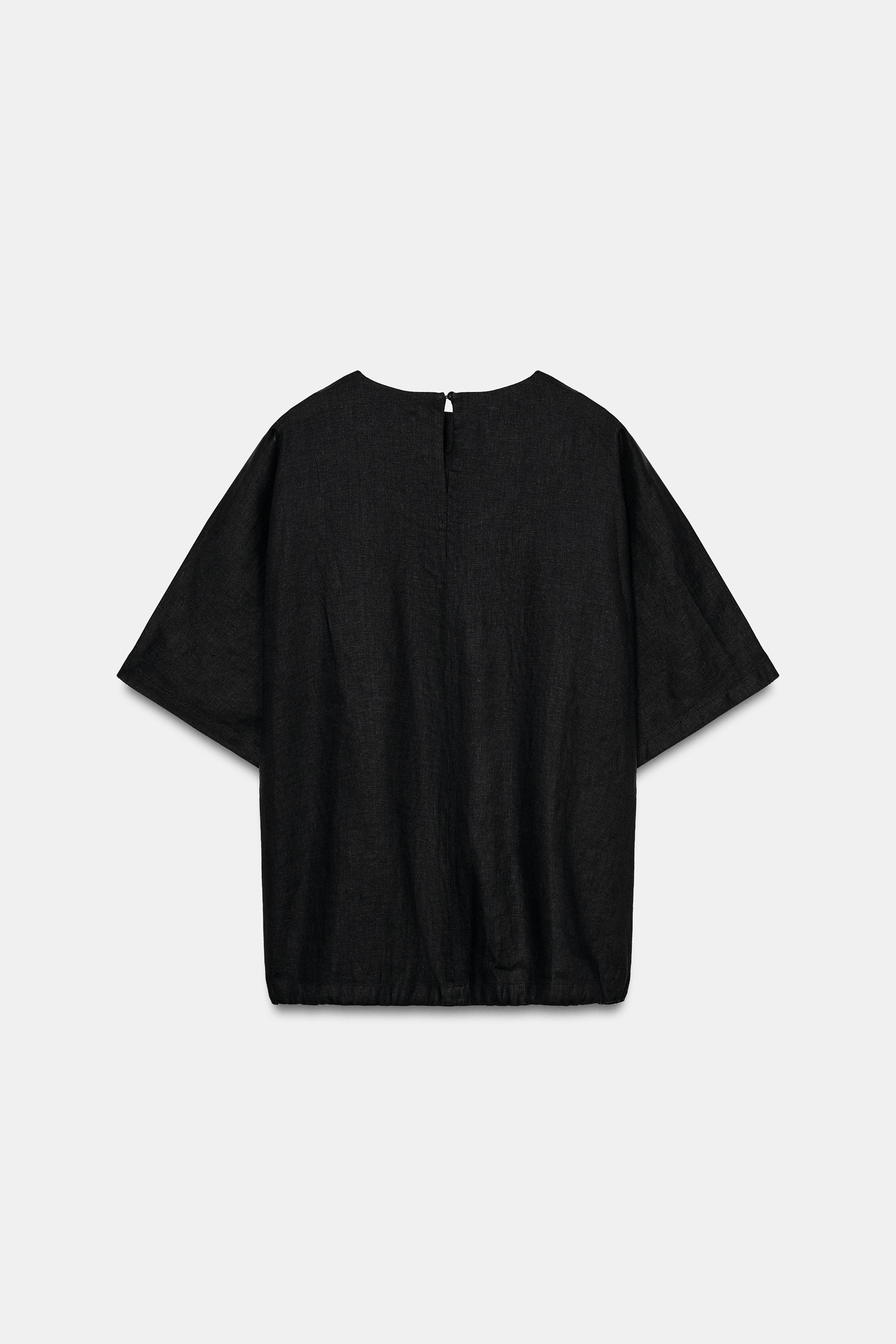 Zara ZW COLLECTION %100 KETEN BAĞCIKLI TOP görsel 6